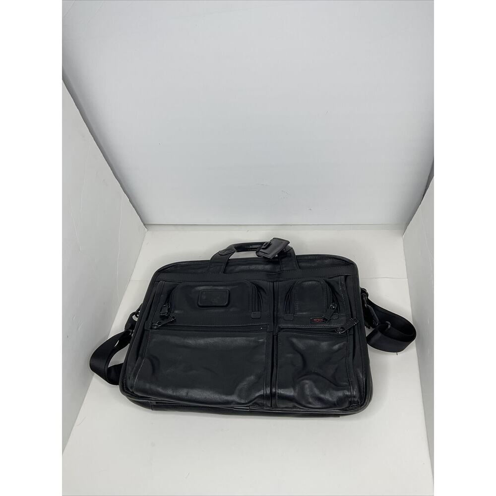 Vintage Tumi Black Leather Laptop Briefcase Carry On‎ Messenger Bag Expandable